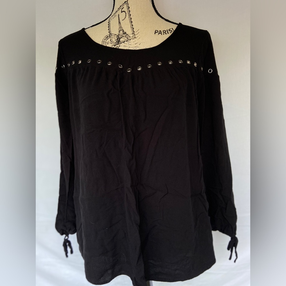 Torrid Black Eyelet Long Sleeve Blouse